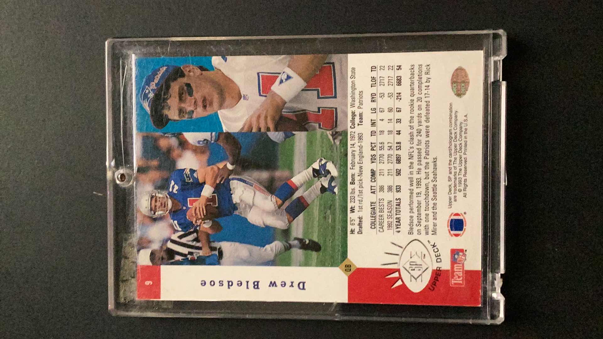 Photo 1 of 1993 UPPER DECK SP FOOTBALL FOIL DREW BLEDSOE ROOKIE # 9