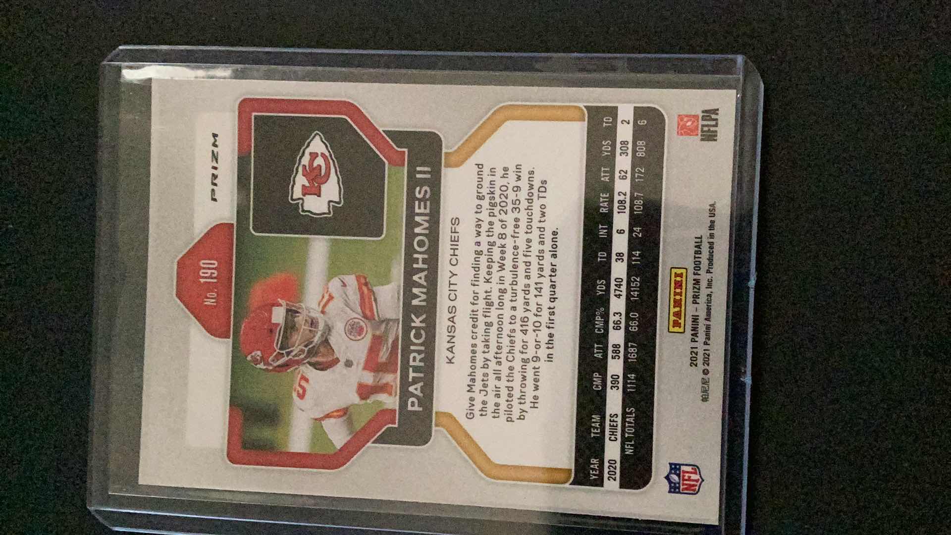 Photo 1 of 2021 PATRICK MAHOMES II PRIZM NO. 190