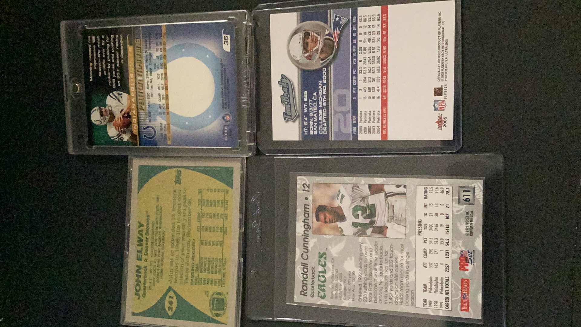 View 2 of LOT OF 4 NFL QUARTERBACK CARDS: BRADY, MANNING, ELWAY, CUNNINGHAM