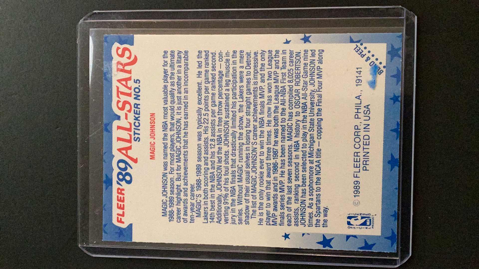 Photo 1 of 1989 FLEER MAGIC JOHNSON ALL STARS STICKER #5