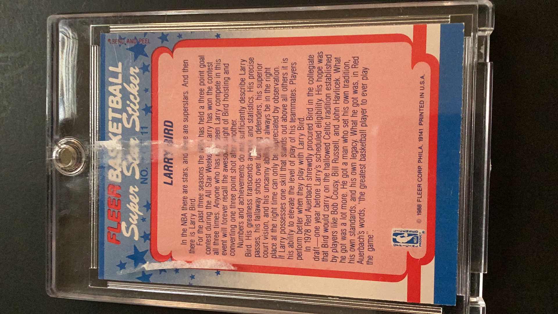 Photo 1 of 1988 FLEER LARRY BIRD STICKER #11