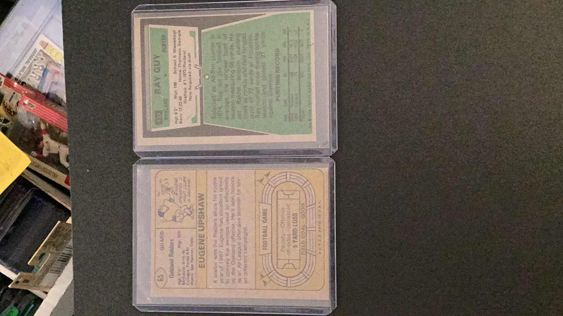 Photo 1 of 1974 & 1975 TOPPS RAIDERS CARDS: RAY GUY, EUGENE UPSHAW