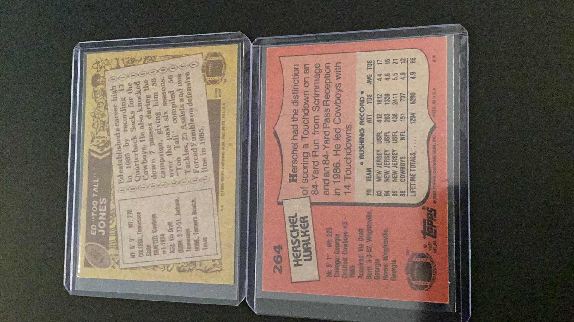 Photo 1 of 1986 &1987 DALLAS COWBOYS CARDS: ED “TOO TALL” JONES, HERSCHEL WALKER
