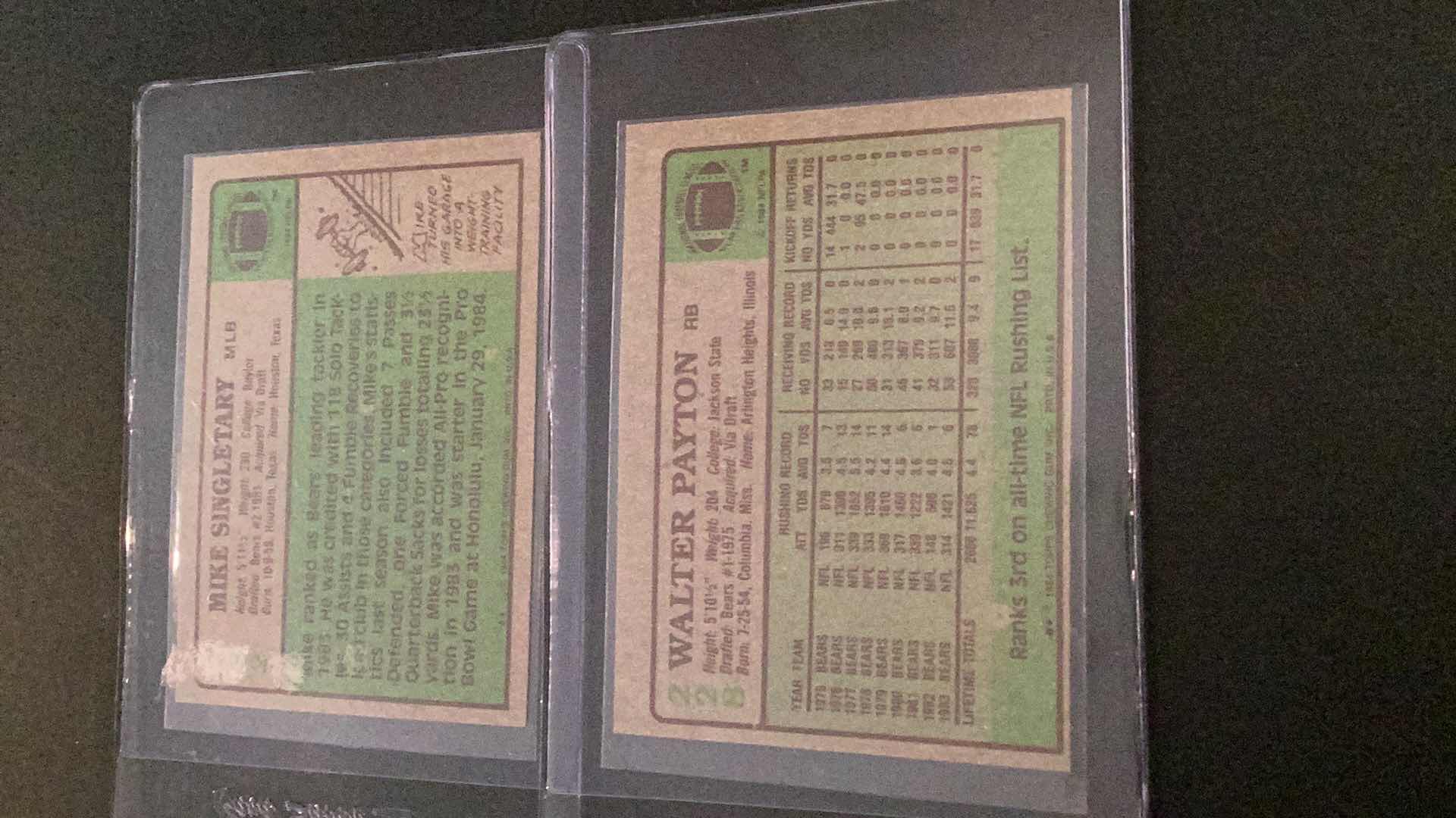 Photo 1 of 1984 TOPPS PRO BOWL CARDS: WALTER PAYTON, MIKE SINGLETARY