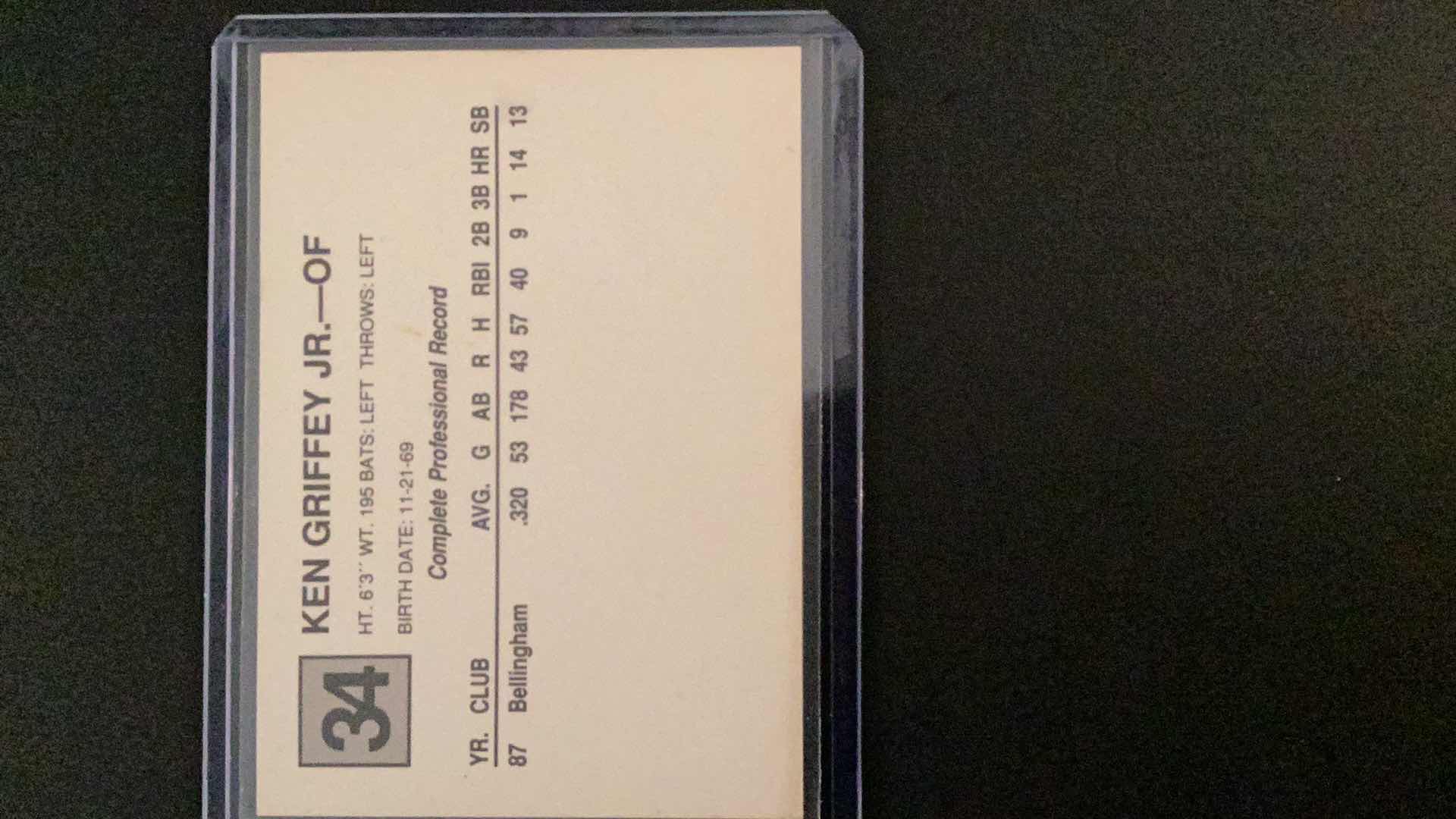 Photo 1 of 1988 SAN BERNADINO SPIRT KEN GRIFFEY JR. ROOKIE CARD