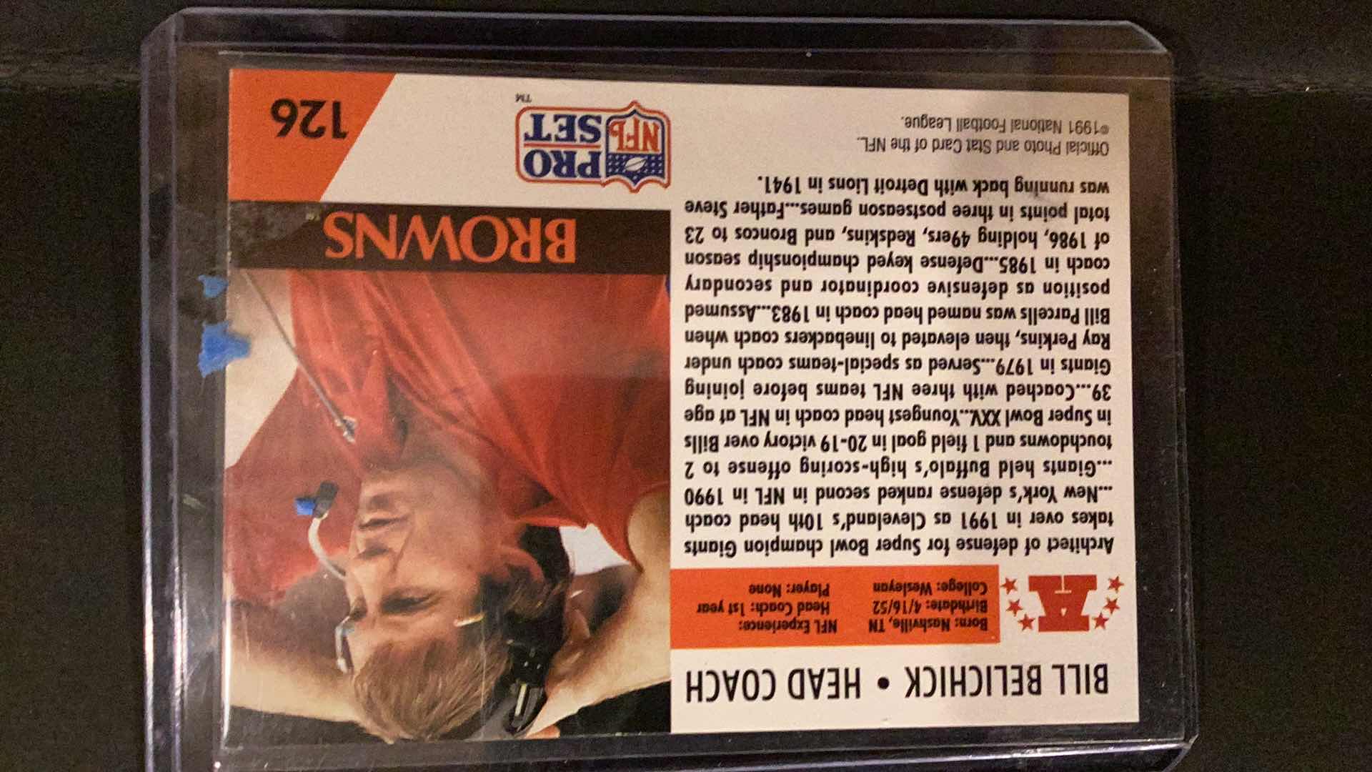 Photo 1 of 1991 NFL PRO SET BILL BELICHICK COACHING ROOKIE CARD # 126