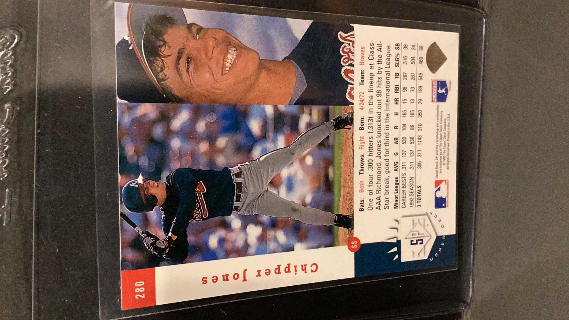 Photo 1 of 1993 UPPER DECK SP CHIPPER JONES ROOKIE CARD #283