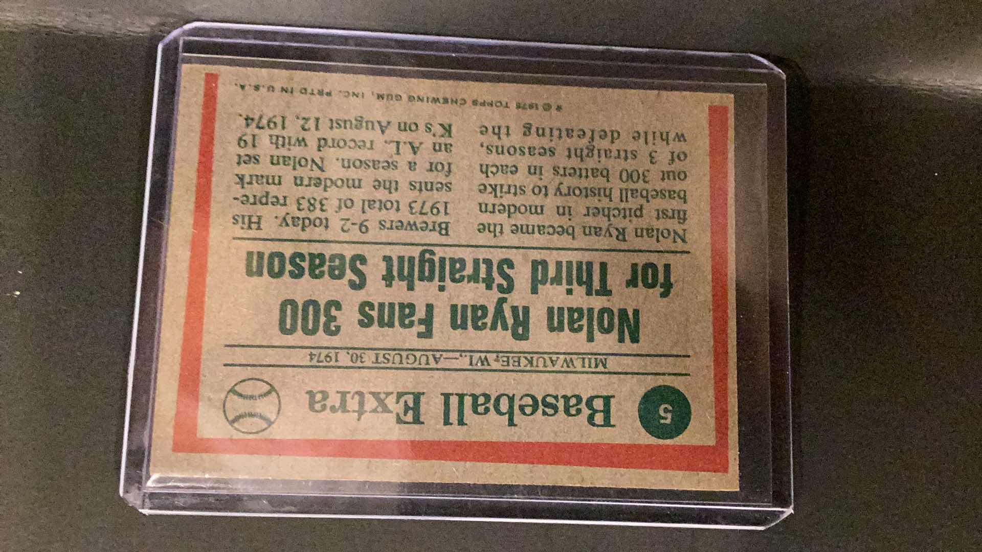 Photo 1 of 1975 TOPPS NOLAN RYAN 74 HIGHLIGHTS CARD #5