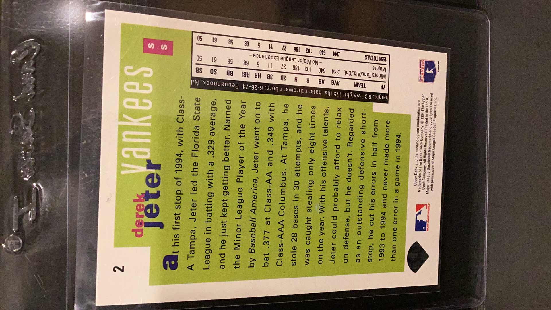 Photo 1 of 1994 UPPER DECK COLLECTORS CHOICE DEREK JETER ROOKIE CARD SPECIAL EDITION WITH FACSIMILE SIGNATURE #2