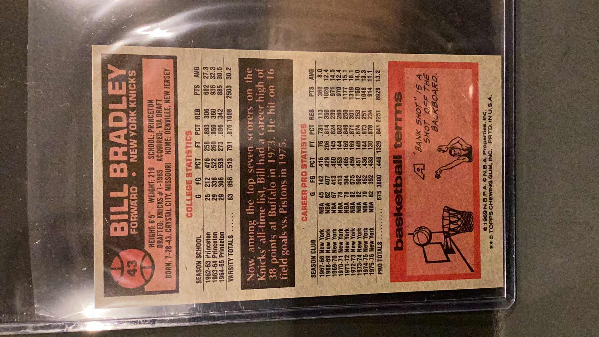 Photo 1 of 1976 TOPPS BILL BRADLEY OVERSIZED TOPPS CARD #43