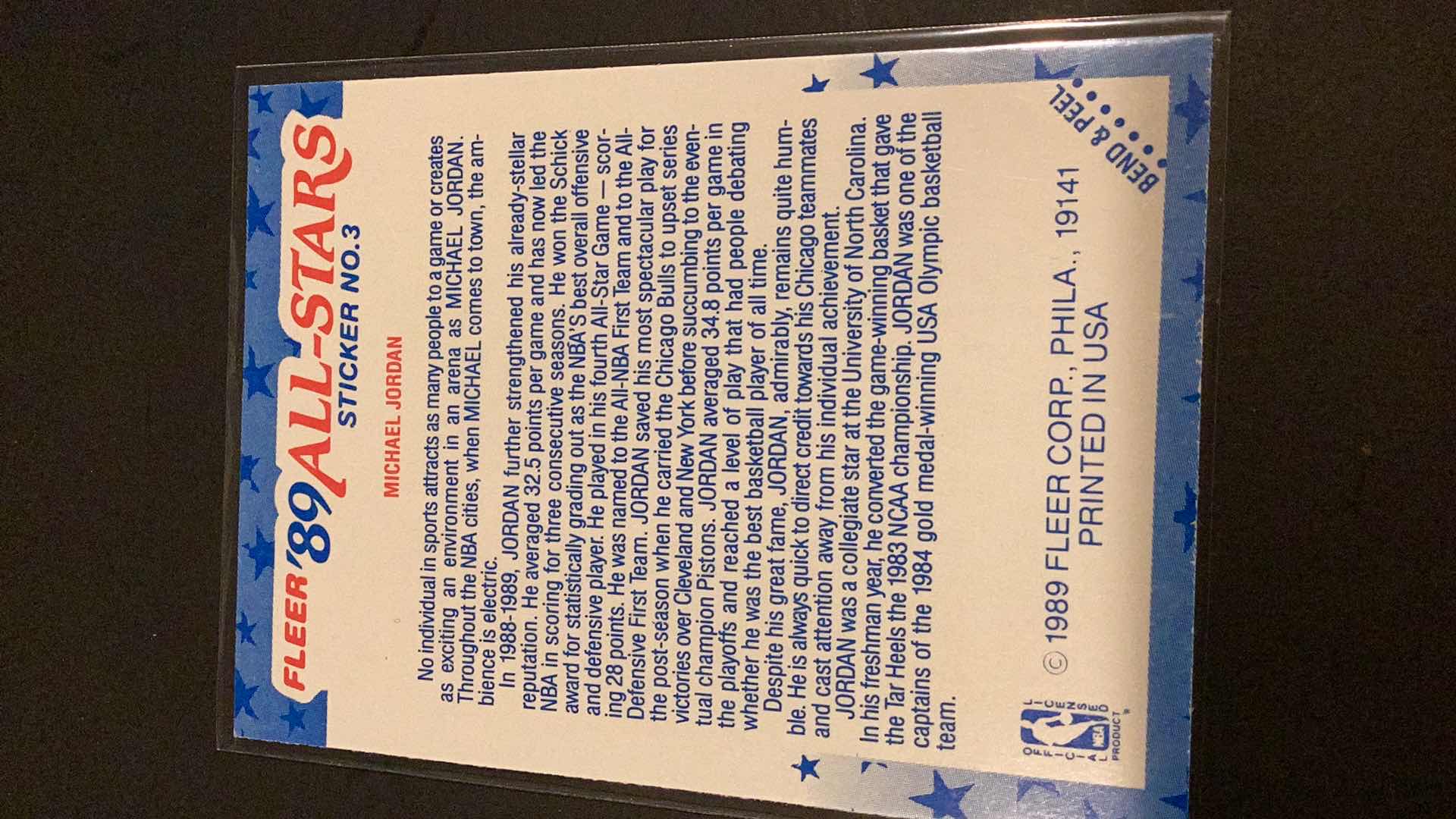 Photo 1 of 1989 FLEER #3 MICHAEL JORDAN SAAL STAR STICKER