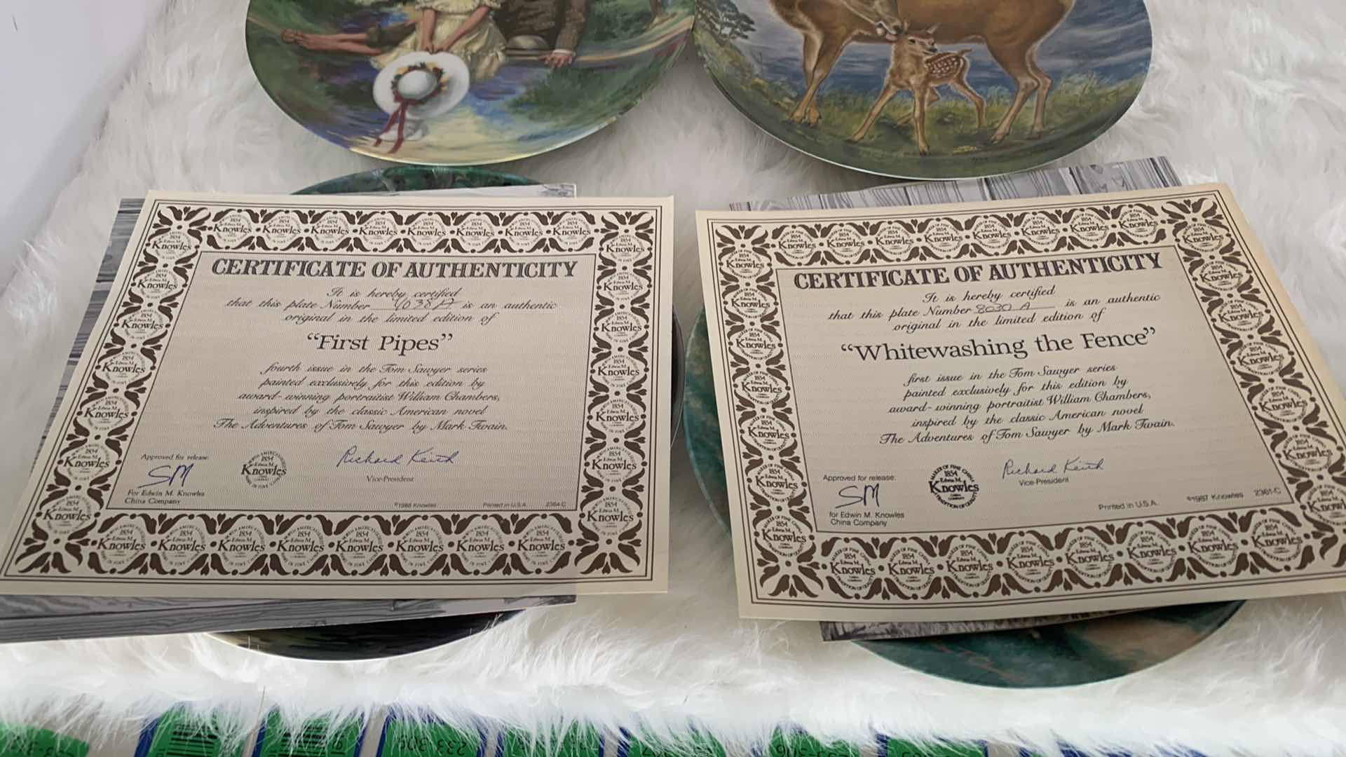 Photo 1 of 4- COLLECTIBLE KNOWLES LIMITED EDITION NUMBERED PLATES W COA AND BOXES