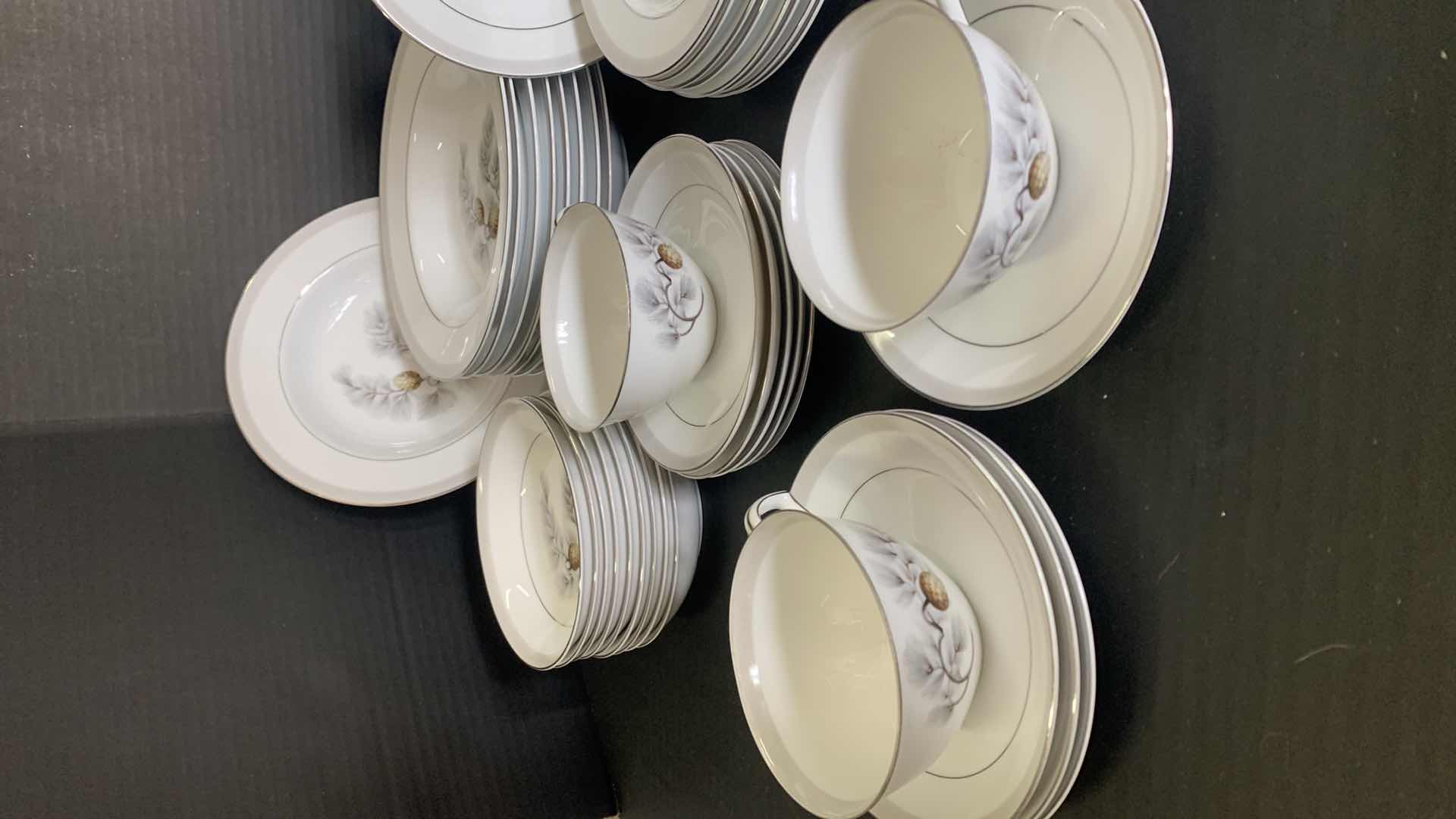 Photo 1 of KENT SILVER PINE PORCELAIN DINNERWARE 63 PIECES