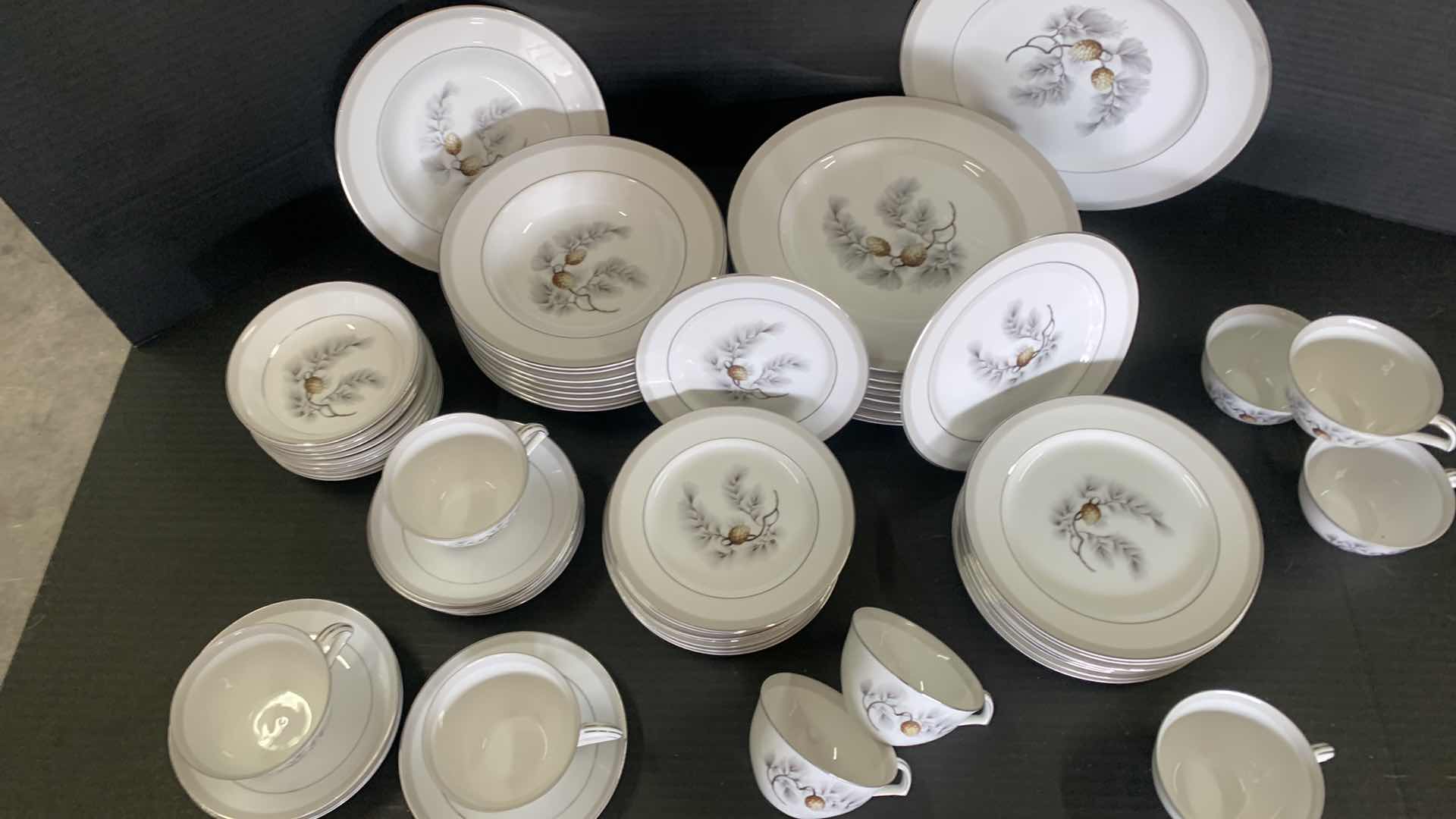 Photo 1 of KENT SILVER PINE PORCELAIN DINNERWARE 63 PIECES