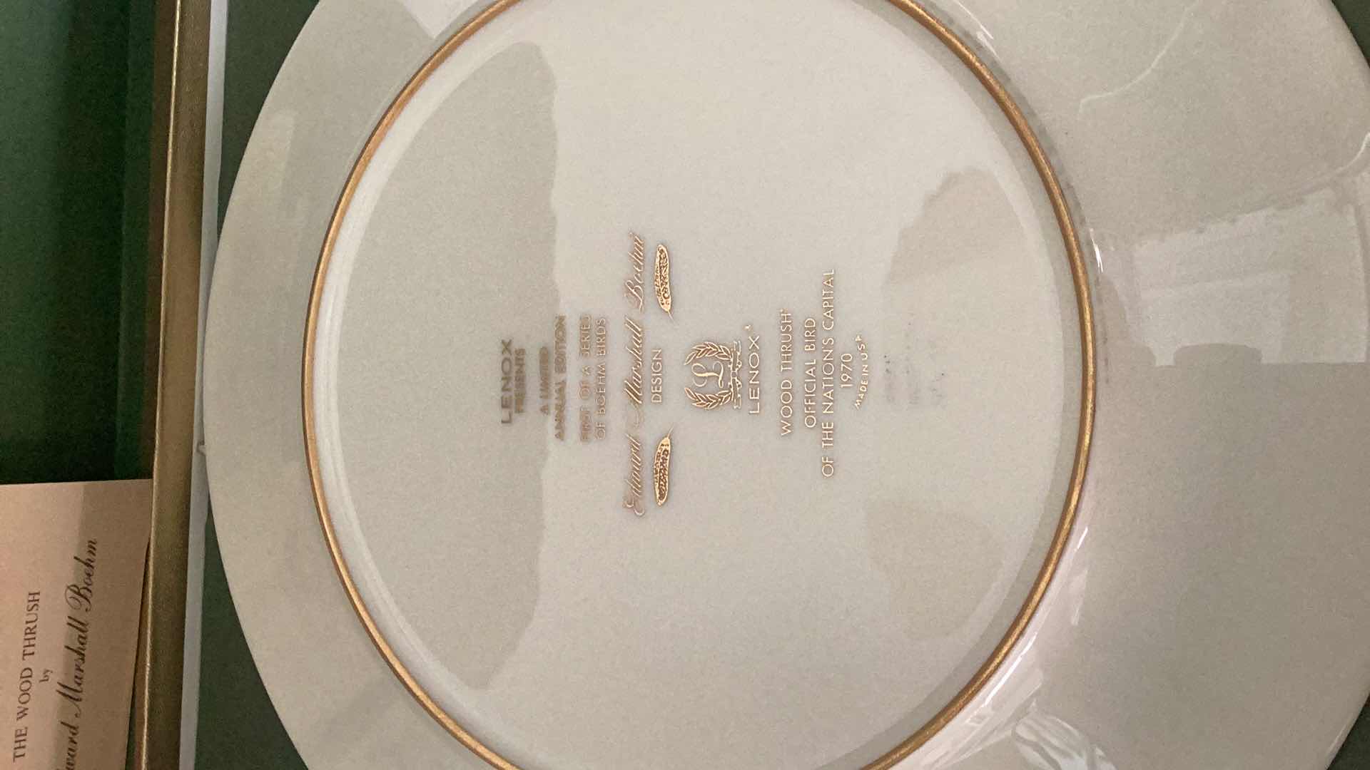 Photo 1 of LENOX “THE WOOD THRUSH” 1970 COLLECTIBLE PLATE