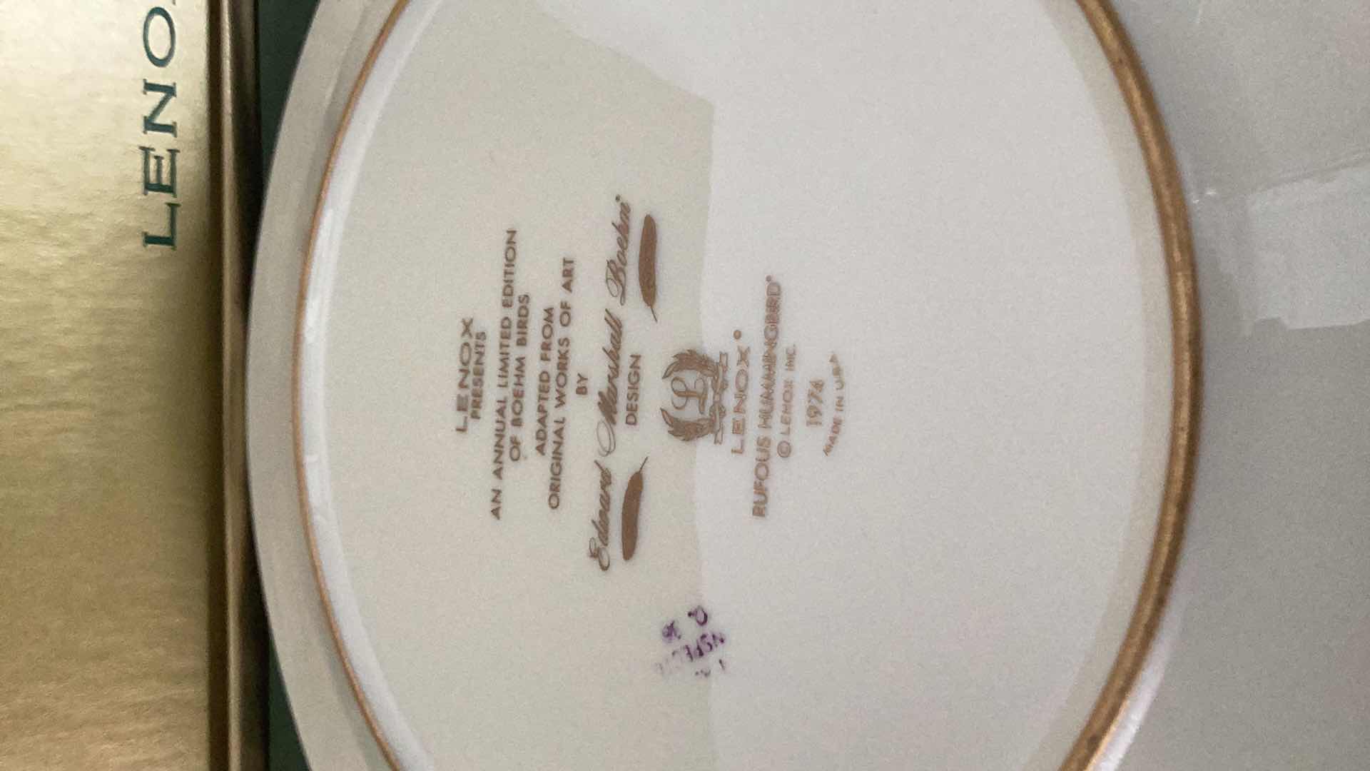 Photo 1 of LENOX “ROFOUS HUMMINGBIRD” 1974 COLLECTIBLE PLATE