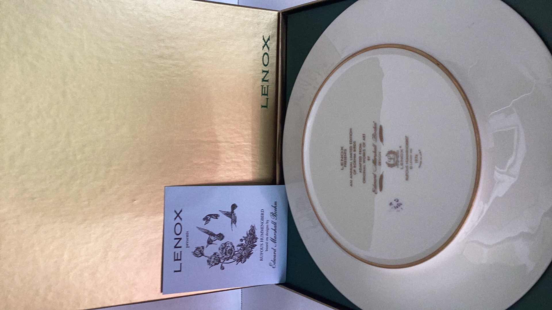 Photo 1 of LENOX “ROFOUS HUMMINGBIRD” 1974 COLLECTIBLE PLATE