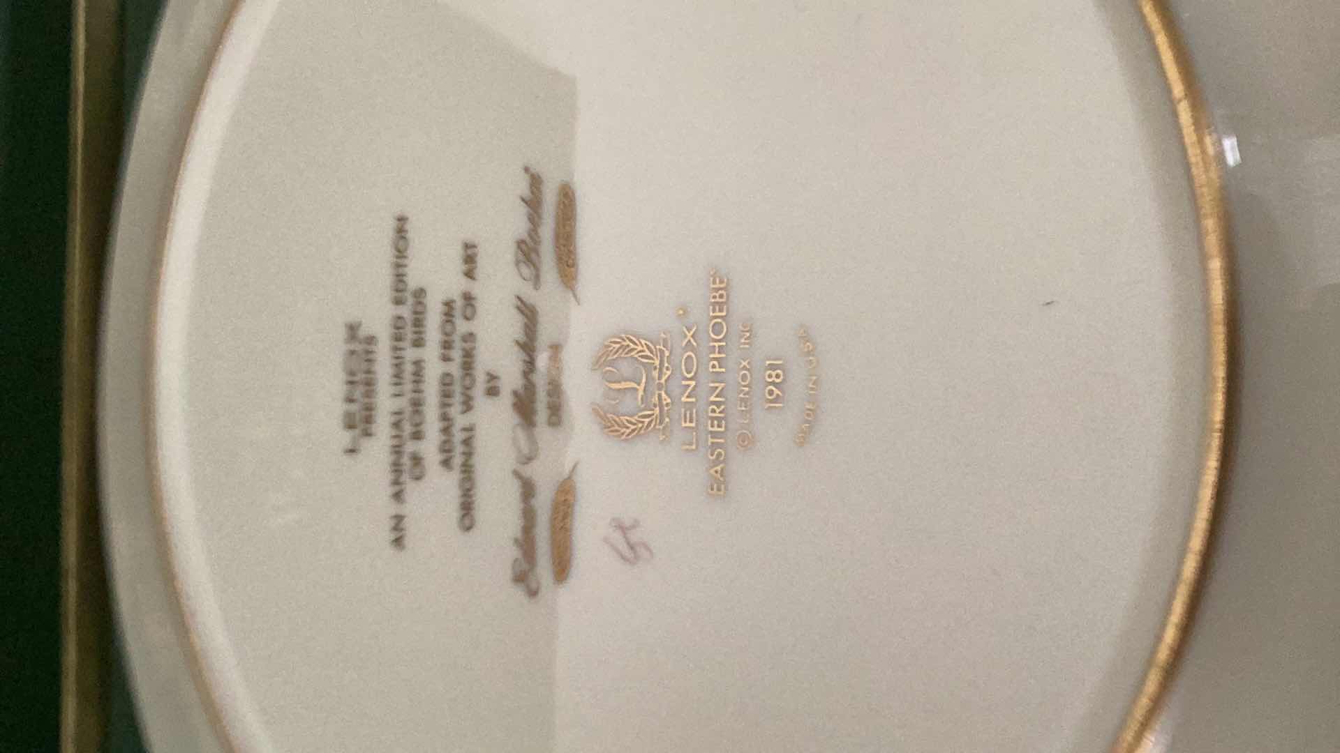 Photo 1 of LENOX “EASTERN PHOEBES” 1981 COLLECTIBLE PLATE