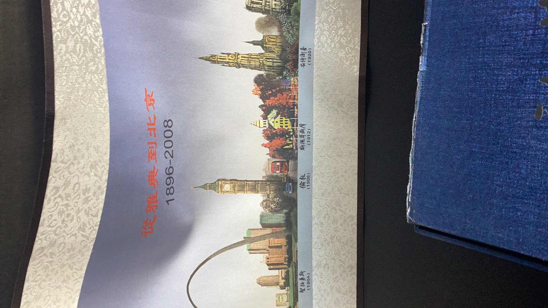 Photo 1 of 1896-2008 CHINESE SILK WORLD LANDMARKS SCROLL