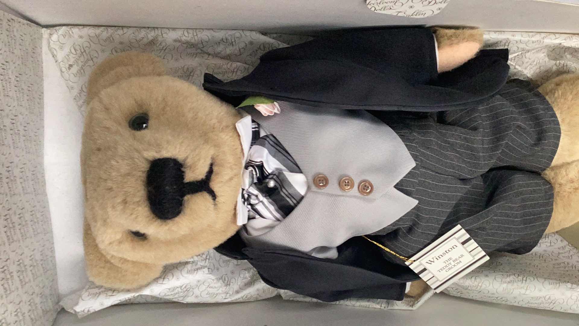 Photo 1 of FRANKLIN HEIRLOOM DOLLS WINSTON THE TEDDY BEAR GROOM STUFFED ANIMAL 19” TALL