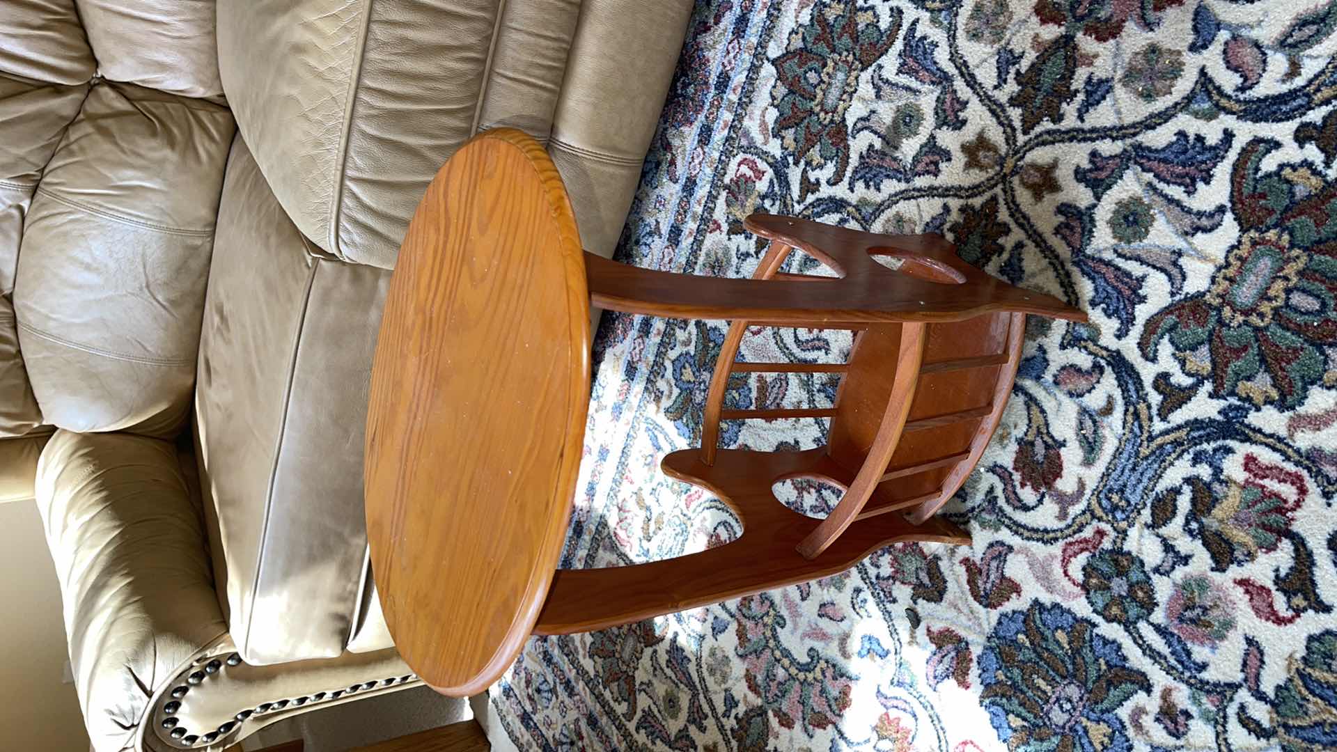 Photo 1 of VINTAGE WOOD BASE MAGAZINE RACK 15” X 17” H22”