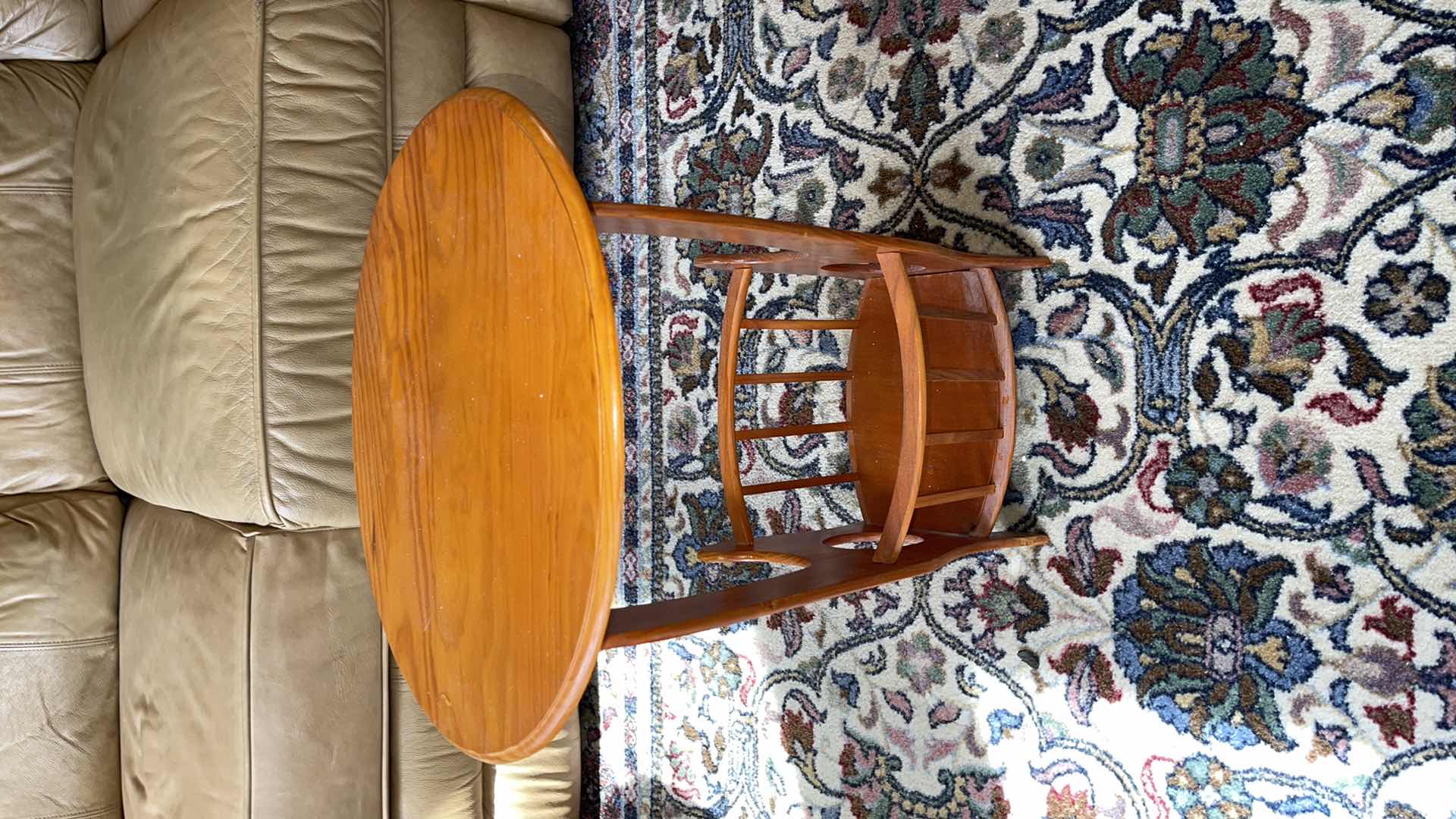 Photo 1 of VINTAGE WOOD BASE MAGAZINE RACK 15” X 17” H22”