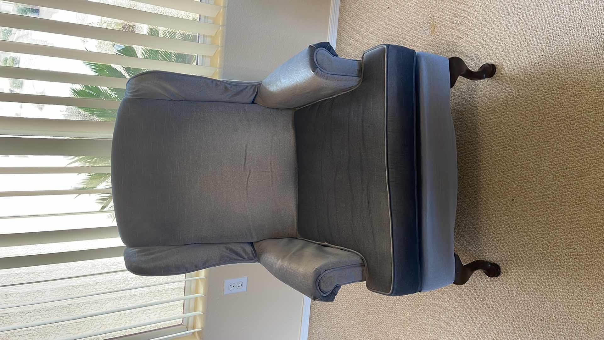 Photo 1 of VINTAGE WOOD BASE ACCENT CHAIR W ODOMAN (MATCHING CHAIR SOLD SEPARATELY)