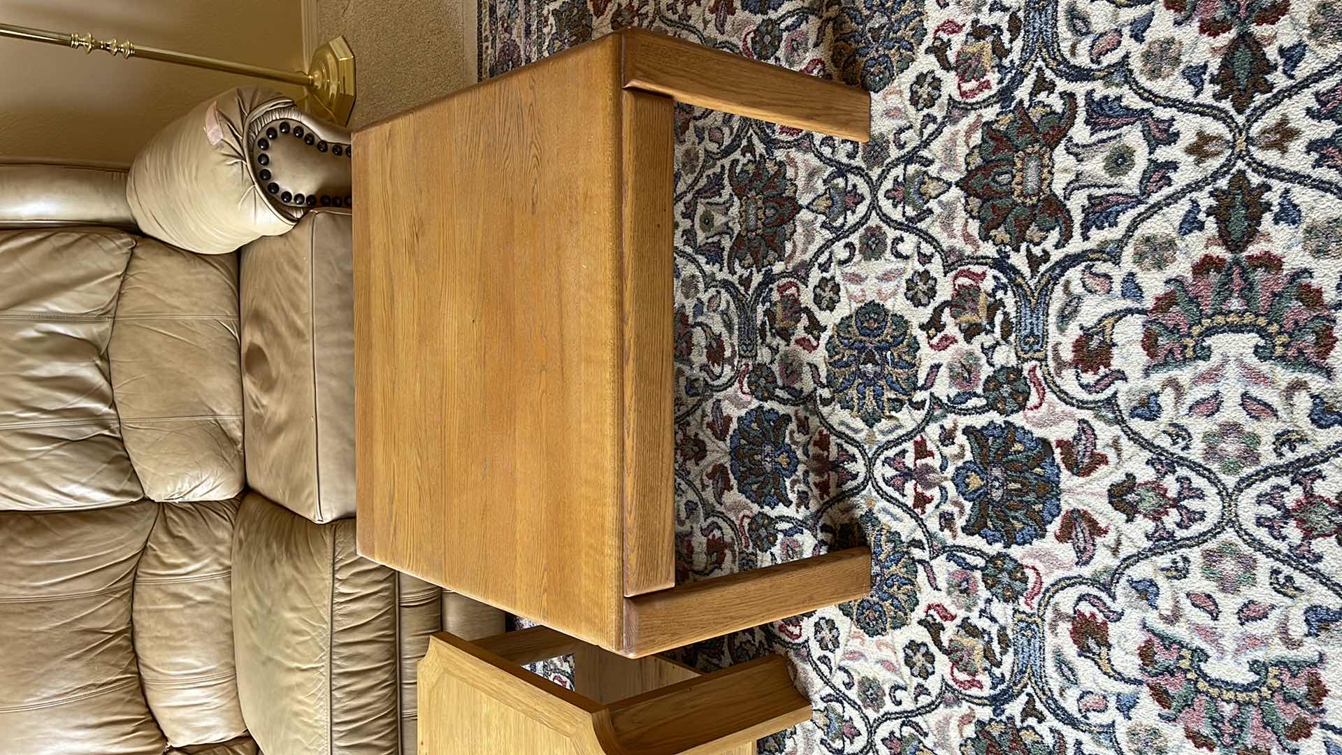 Photo 1 of 2 WOOD BASE END TABLES 29” X 29” H19” & 
36” X 18” H13”