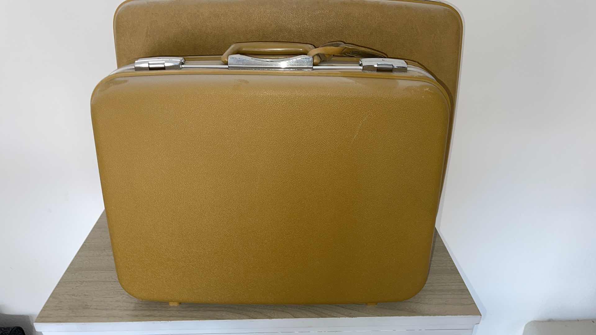 Photo 1 of 2 PC VINTAGE HARD COVER SUITCASES(MISSING KEYS)
