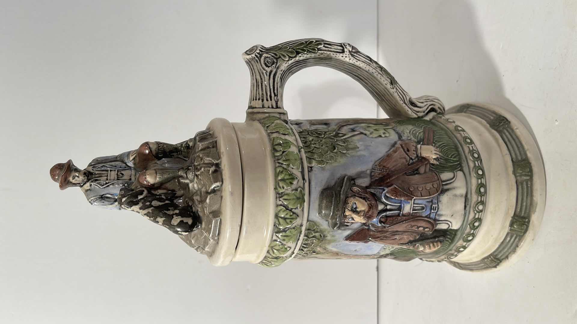Photo 1 of VINTAGE 1972 DECORATIVE CERAMIC STEIN WITH HUNTING SCENE H-13”
