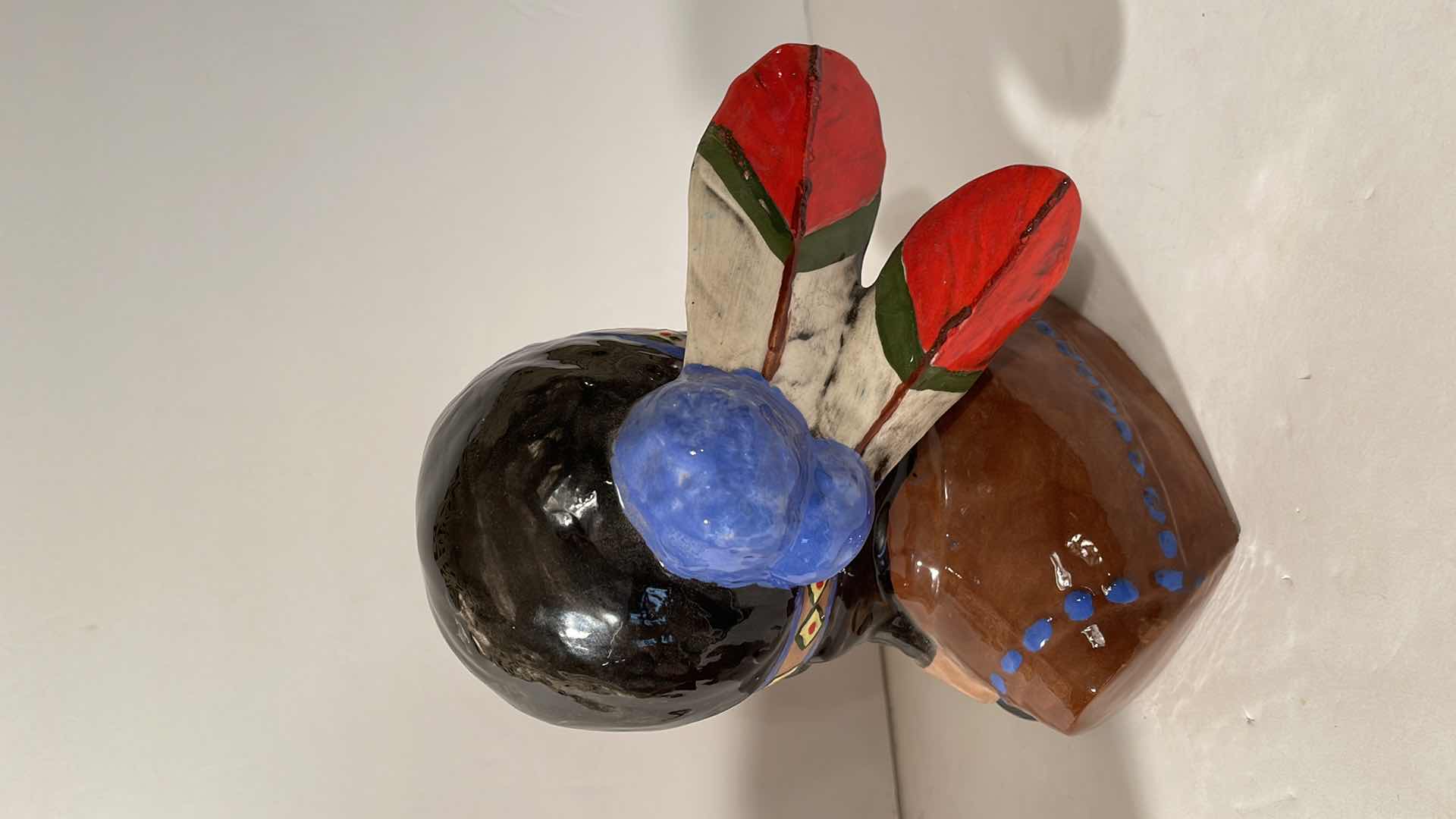 Photo 1 of NATIVE AMERICAN VINTAGE GLAZED POTTERY FATHER / DAUGHTER