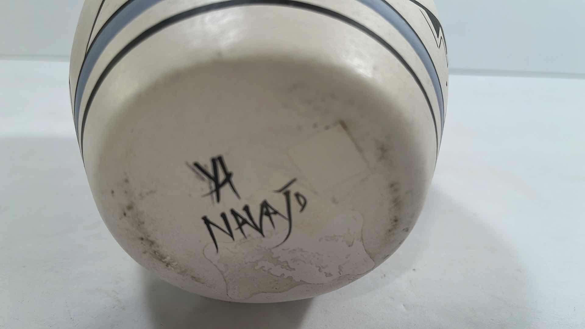 Photo 5 of NATIVE AMERICAN HAND PAINTED SIGNED POTTERY H- 7”