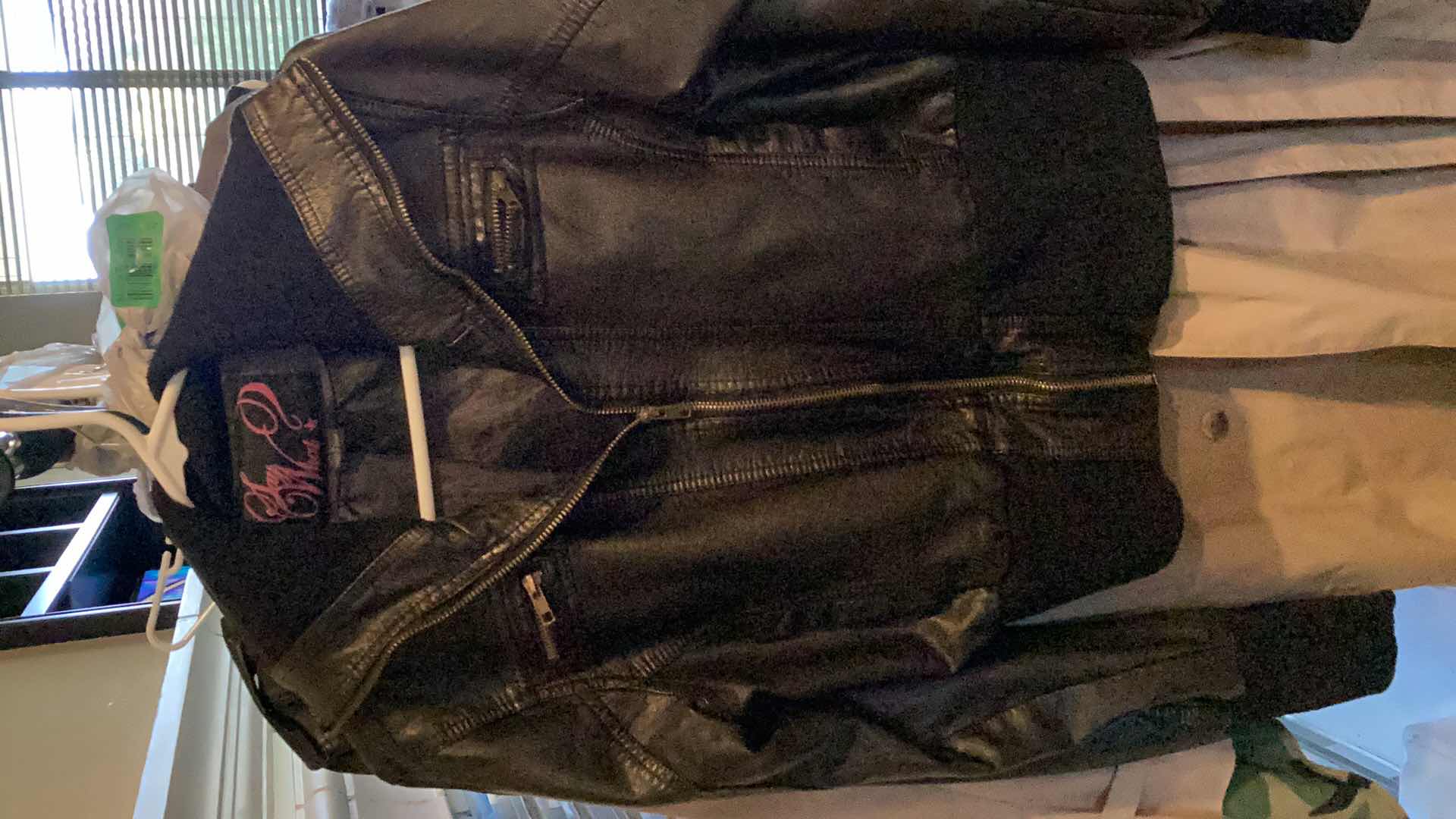 Photo 1 of WOMENS FAUX LEATHER JACKEY SIZE L & LONDON FOG RAINCOAT WITH LINER SIZE 4P