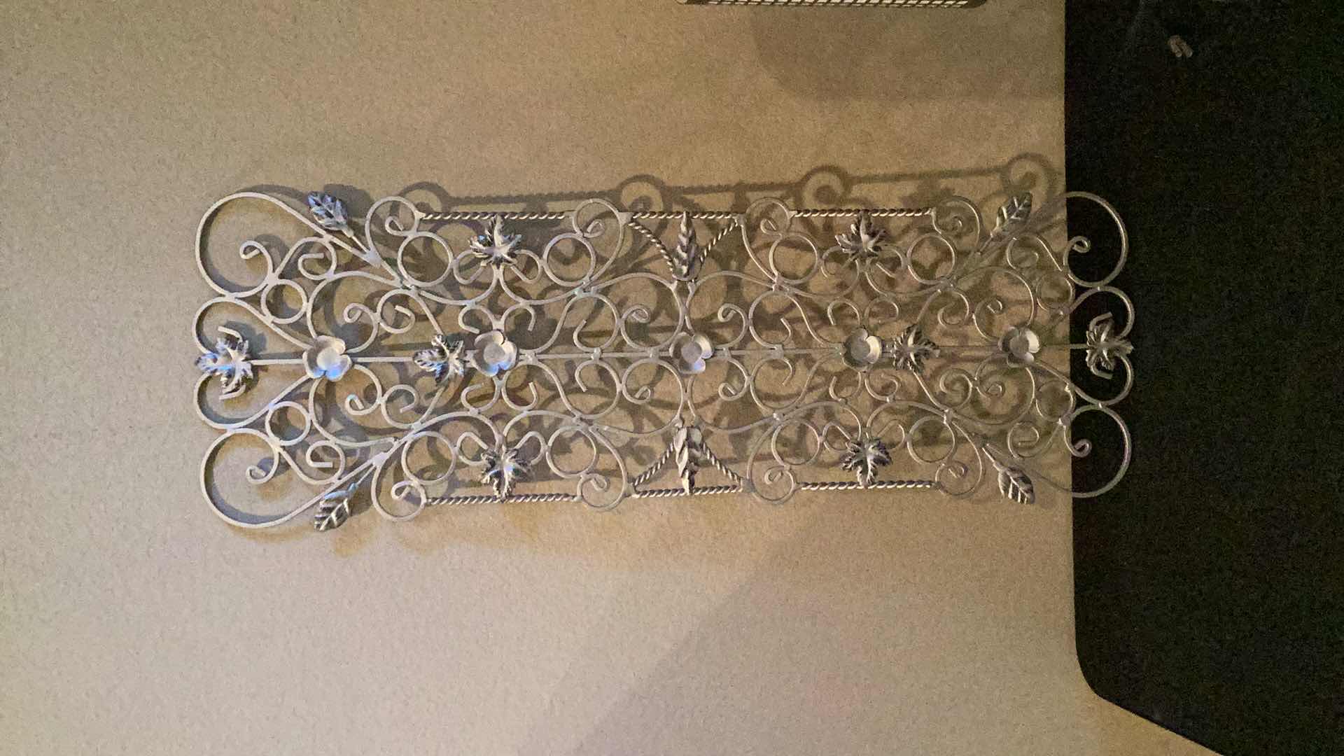 Photo 3 of SILVER FINISH SIDE TABLE LAMPS & WROUGHT IRON WALL DECOR LAMPS ARE 20”