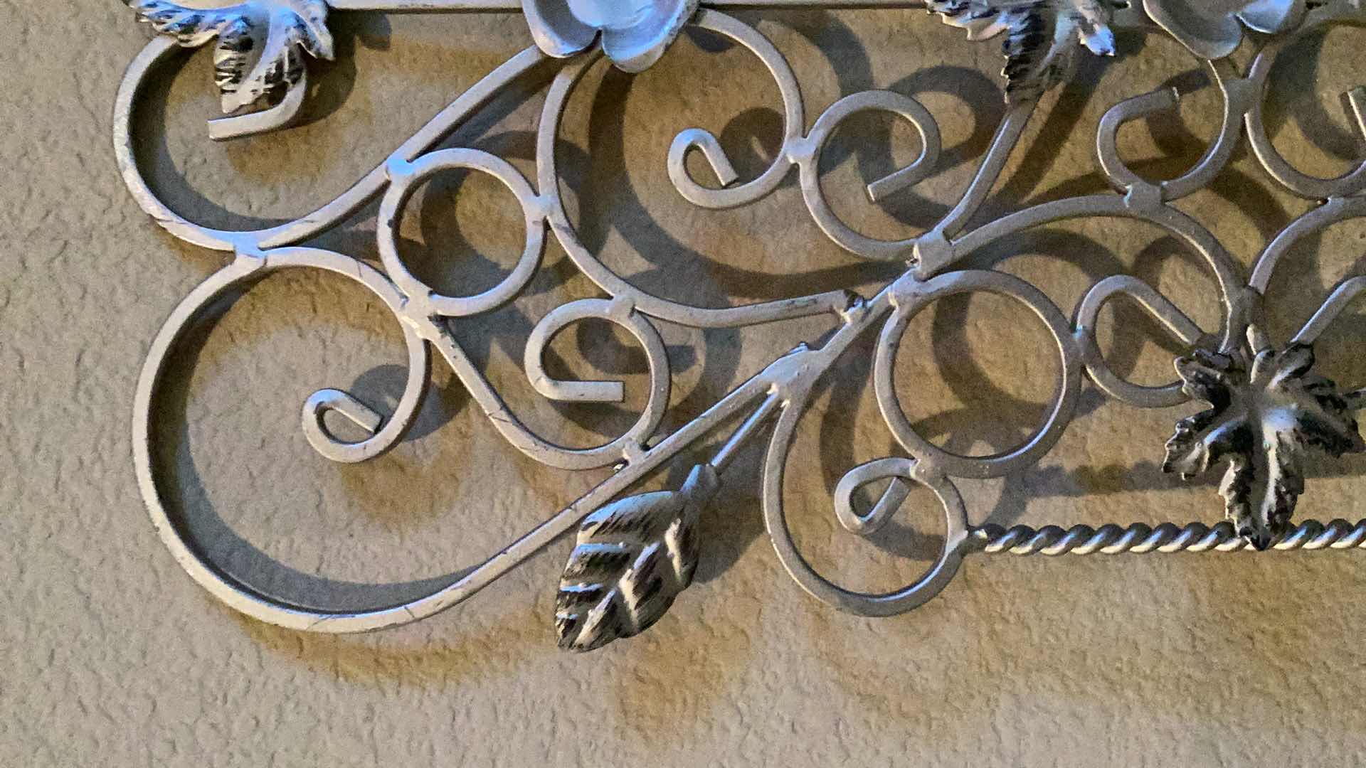 Photo 4 of SILVER FINISH SIDE TABLE LAMPS & WROUGHT IRON WALL DECOR LAMPS ARE 20”