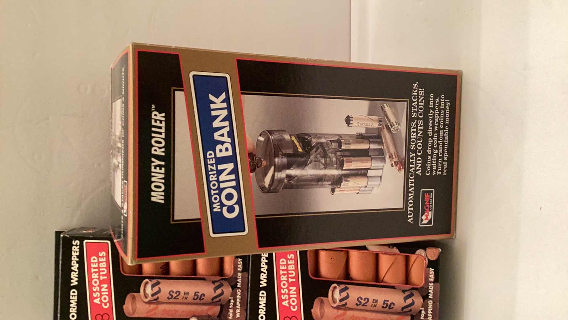 Photo 1 of NIB MONEY BANK ROLLER W/ COIN TUBES