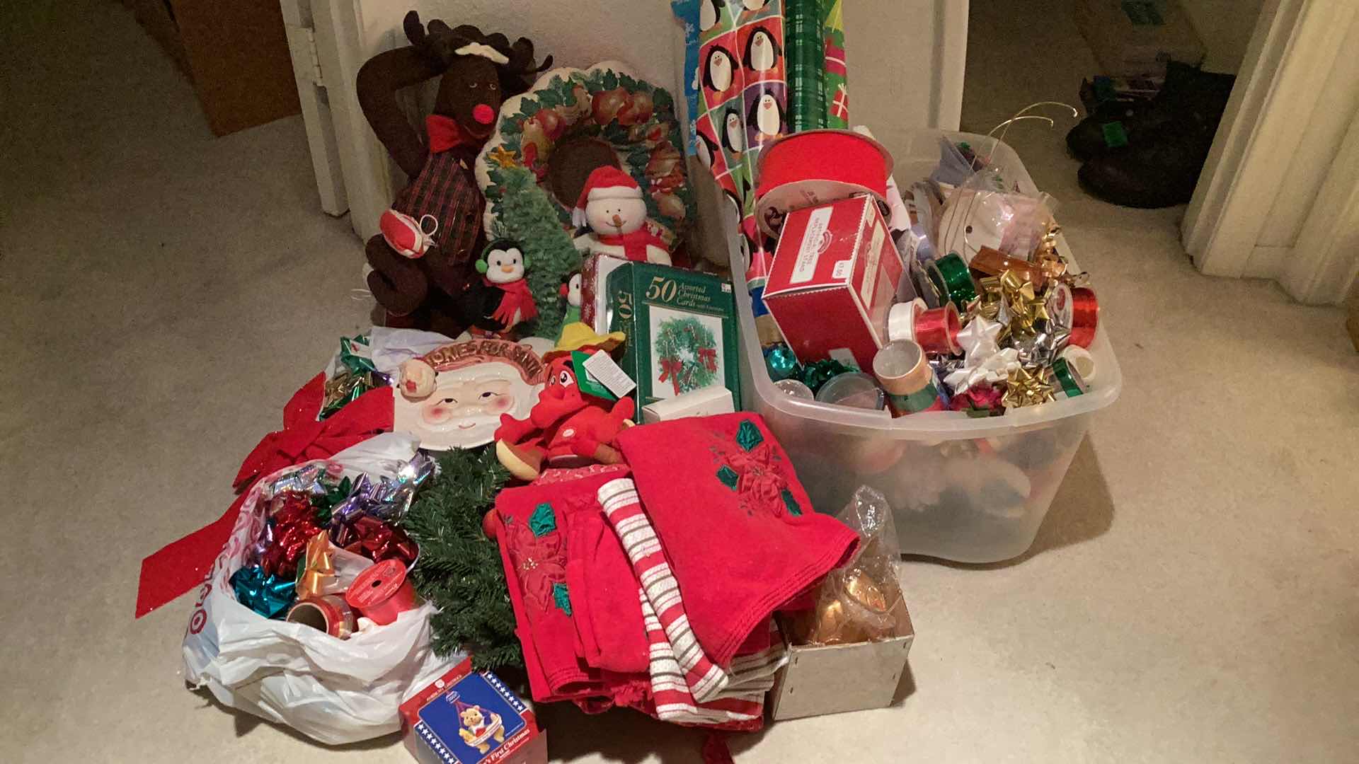 Photo 1 of CHRISTMAS DECOR , WRAPPING PAPER & MORE BIN NOT INCLUDED