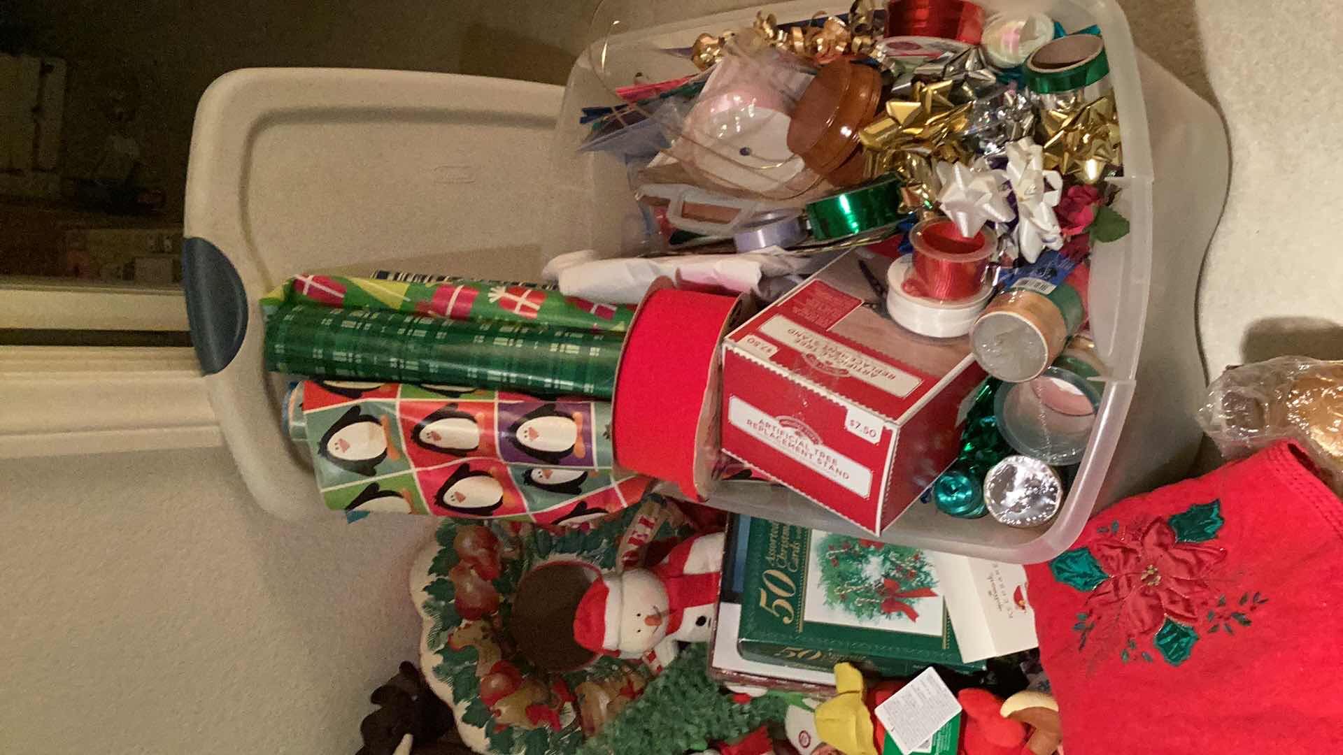 Photo 1 of CHRISTMAS DECOR , WRAPPING PAPER & MORE BIN NOT INCLUDED