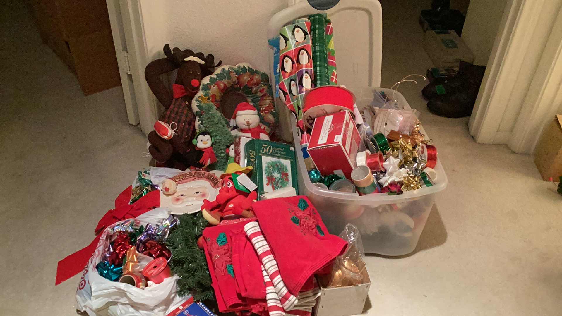 Photo 1 of CHRISTMAS DECOR , WRAPPING PAPER & MORE BIN NOT INCLUDED