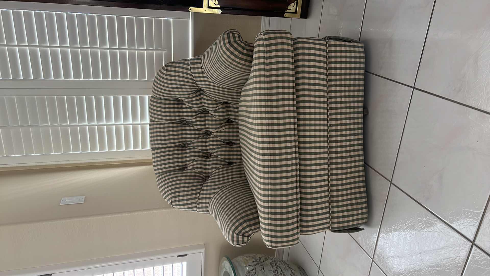 Photo 1 of SWIVEL ROCKER ARM CHAIR W GREEN/BEIGE UPHOLSTERY