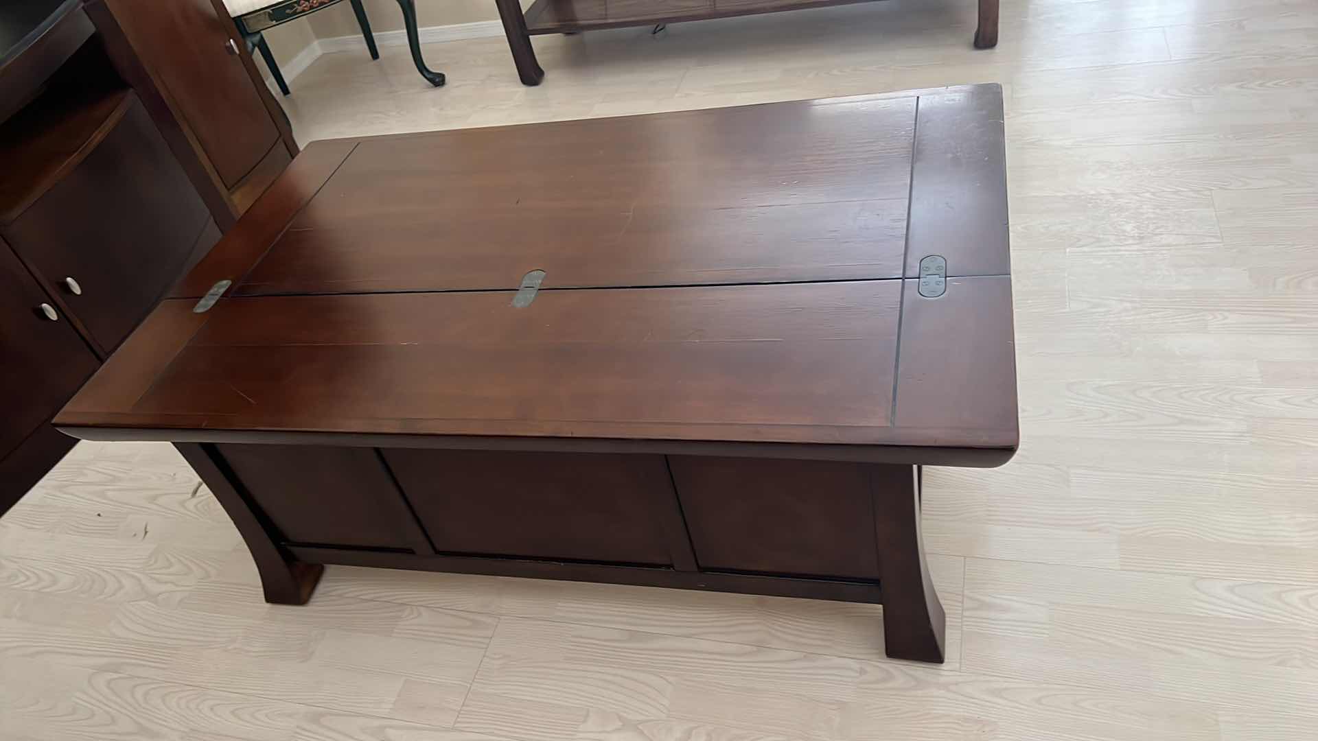 Photo 1 of WALNUT WOOD STORAGE COFFEE TABLE 50” x 31” H19”