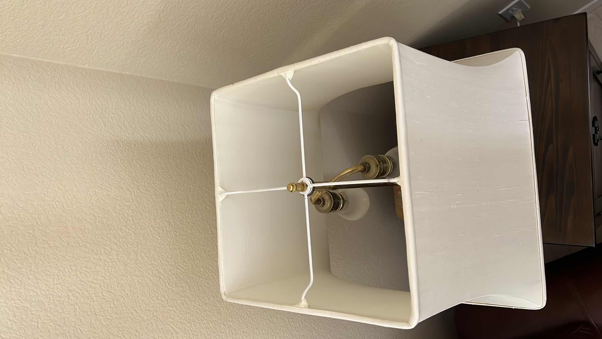 Photo 1 of VINTAGE CERAMIC TABLE LAMP W SQUARE SHADE H31”