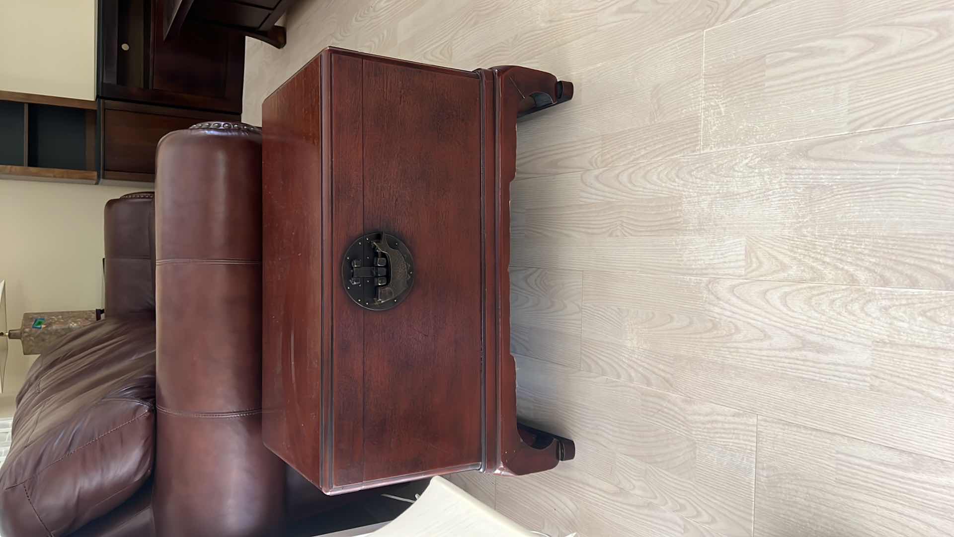 Photo 1 of VINTAGE MAHOGANY W BRASS TRIM STORAGE CHEST SIDE TABLE  29” x 16” H20”