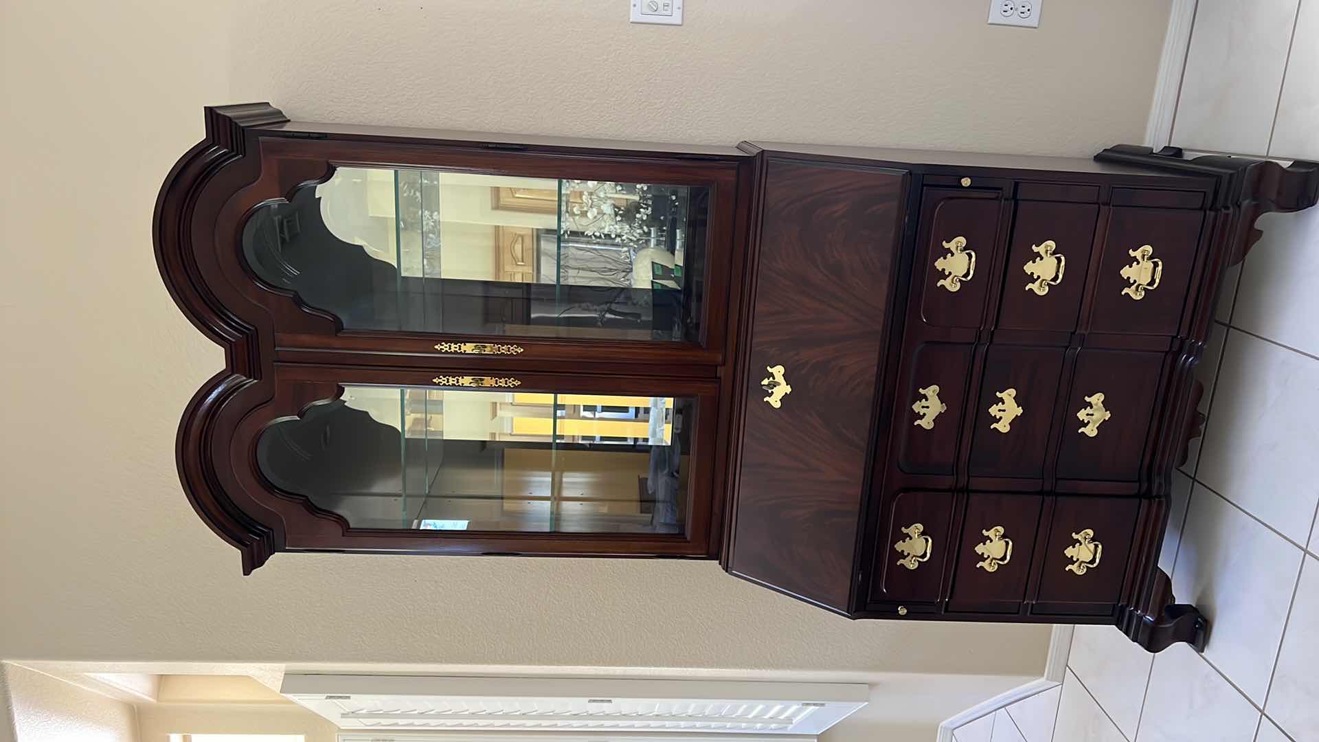 Photo 1 of THOMASVILLE CHIPPENDALE FLAME MAHOGANY SECRETARY DESK BOOKCASE 36” x 19” H84”