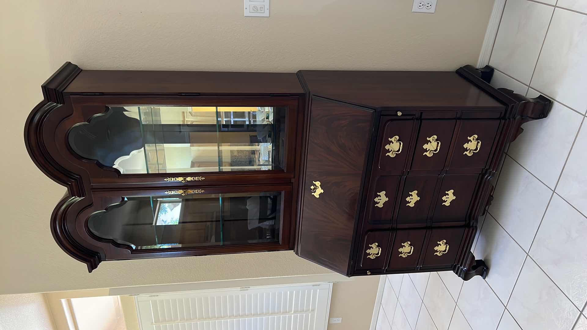 Photo 1 of THOMASVILLE CHIPPENDALE FLAME MAHOGANY SECRETARY DESK BOOKCASE 36” x 19” H84”