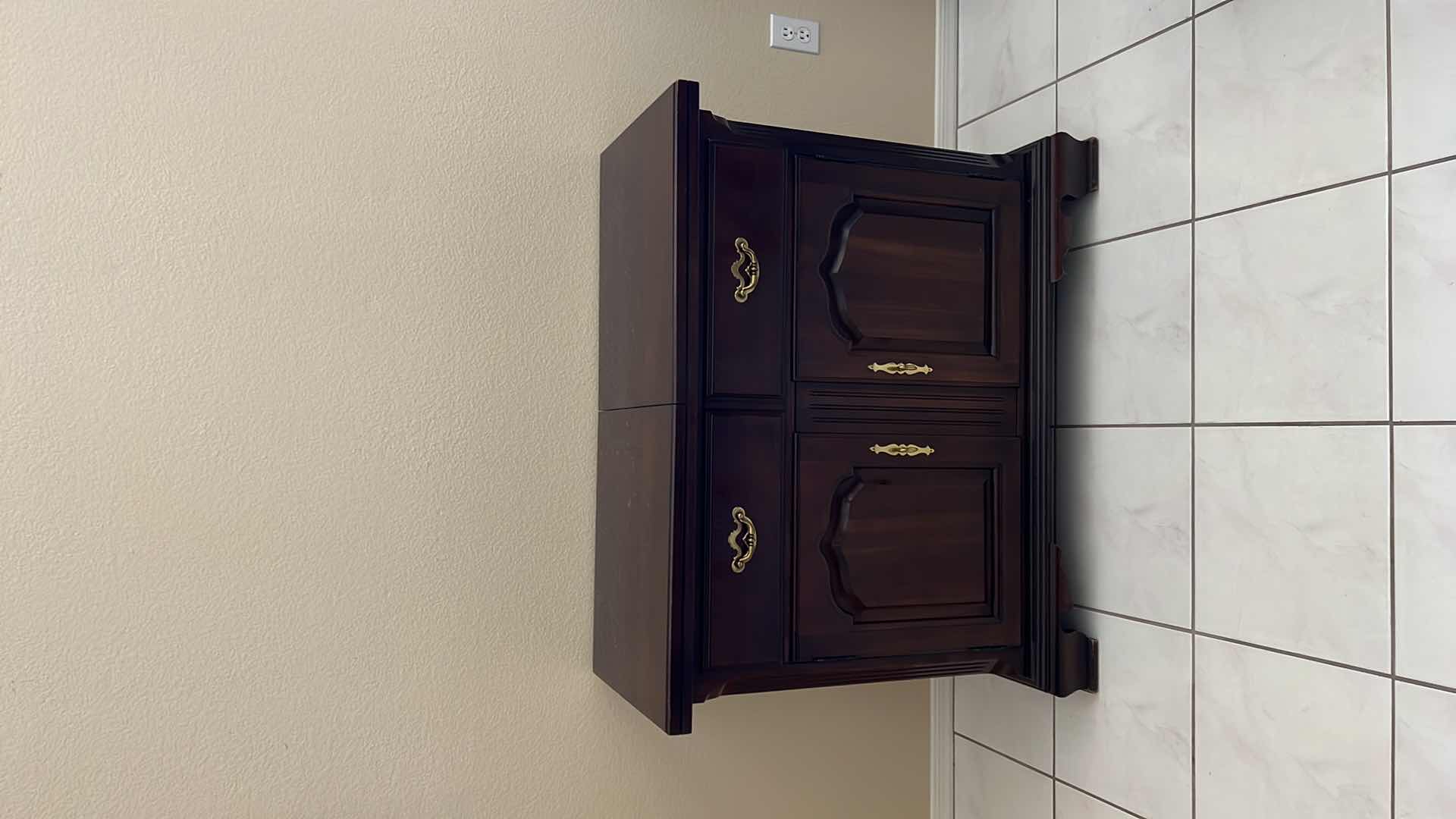 Photo 1 of THOMASVILLE MAHOGANY FOLD-OUT BUFFET W GOLD HARDWARE (FOLDED W40” UNFOLDED W80” x D18” H33”)