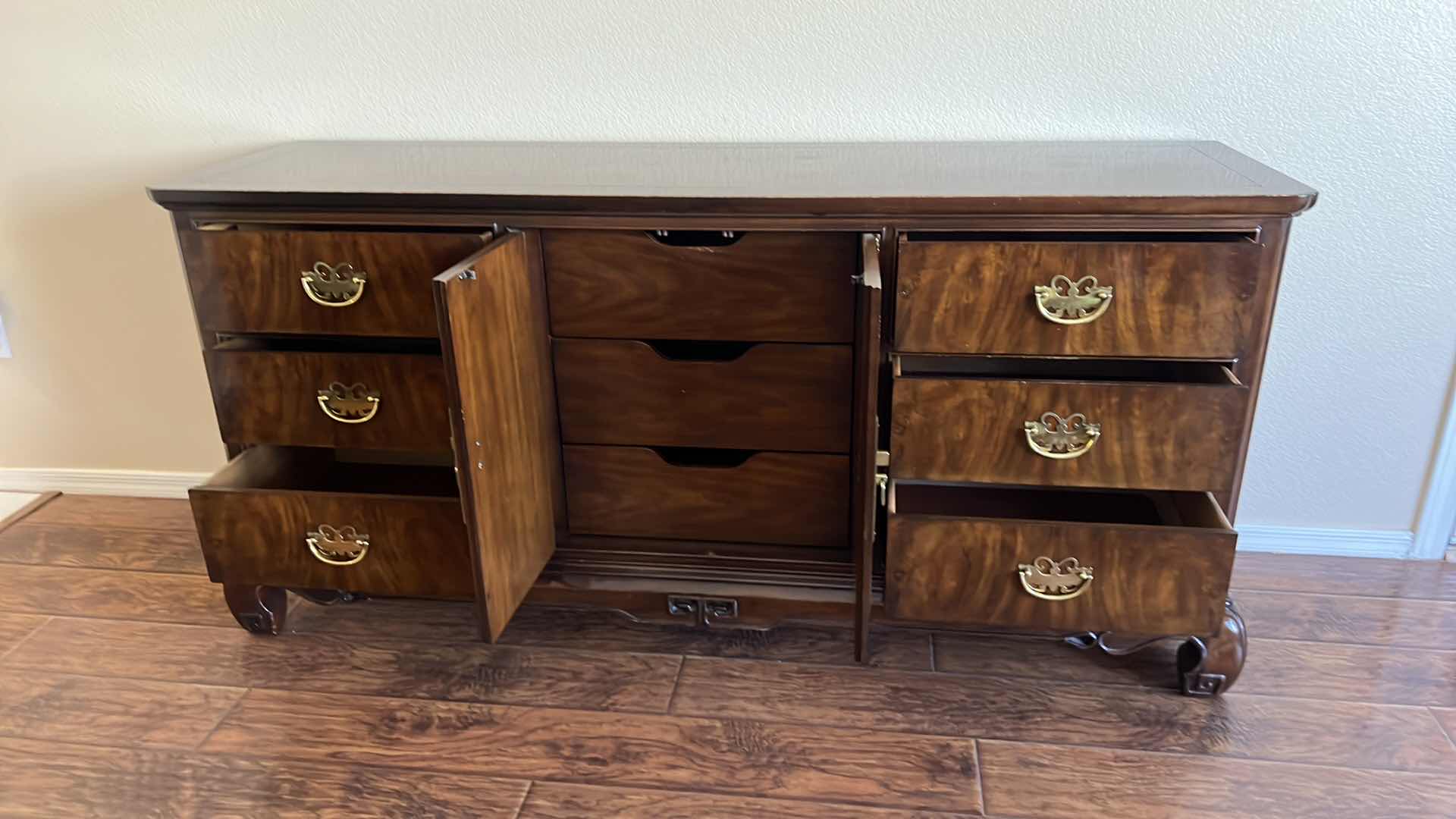 Photo 1 of VINTAGE HERITAGE MAHOGANY W GOLD BRASS HARDWARE DRESSER   68” x 20” H32”