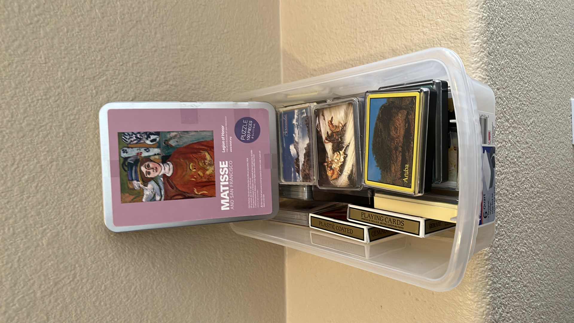 Photo 1 of PLASTIC CONTAINER W VARIETY OF PLAYING CARDS