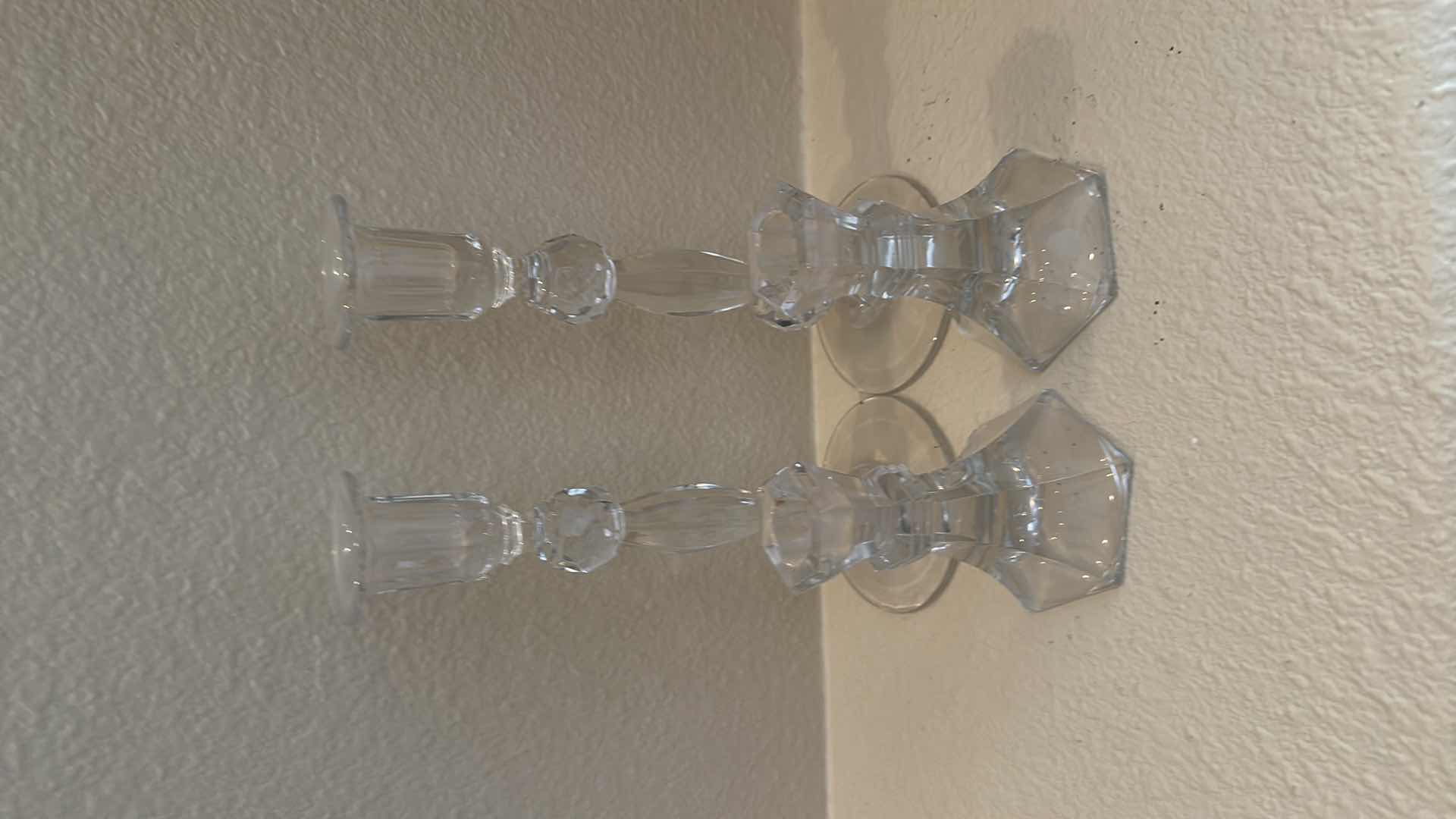 Photo 1 of BOX OF CANDLES AND TWO SET OF GLASS CANDLE HOLDERS