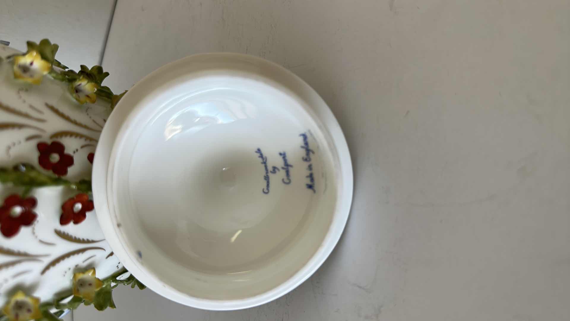 Photo 1 of COALPORT PORCELAIN LIDDED URN W APPLIED HAND-PAINTED FLOWERS AND GILT